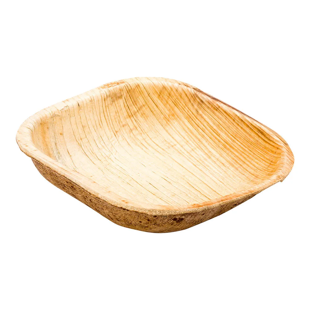 100 Indo 4 oz Square Natural Palm Leaf Bowls and 100 Natural Bamboo 3.5" Mini Spoons