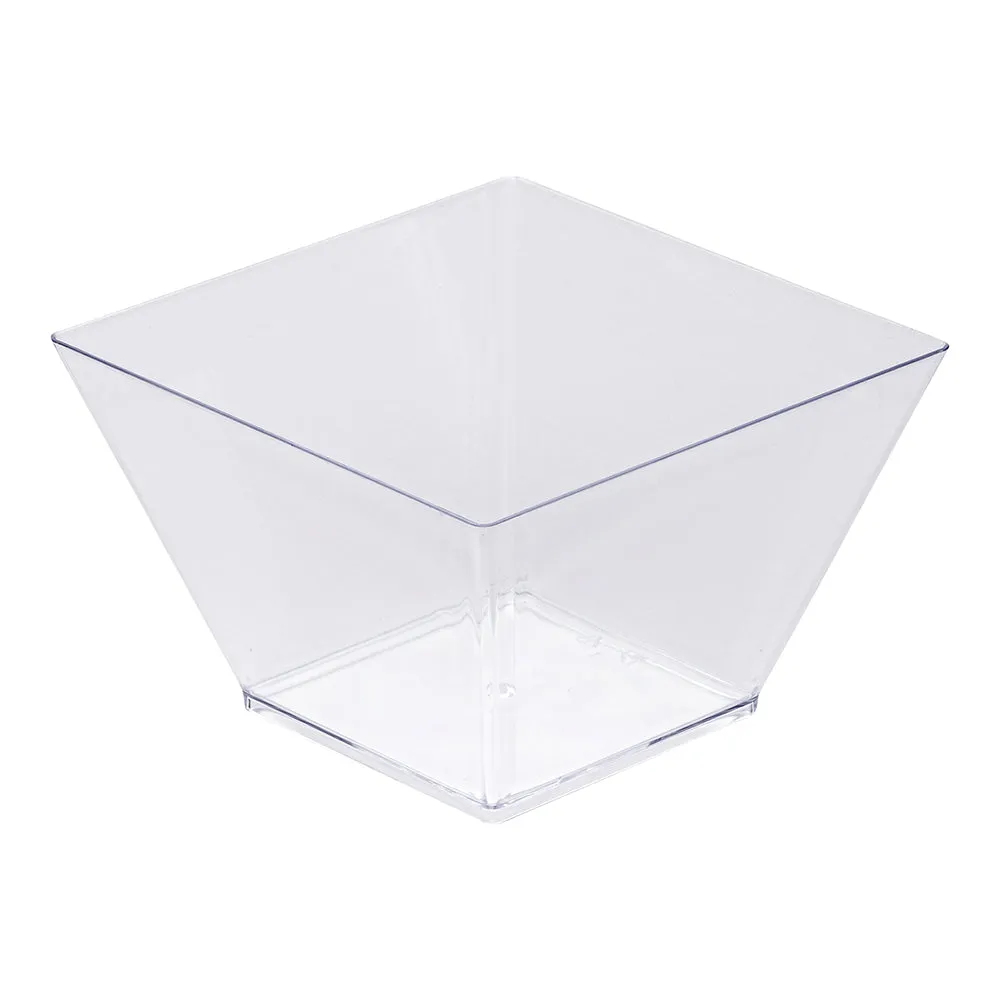 16 oz Square Clear Plastic Large Kova Bowl - 4 1/4" x 4 1/4" x 3" - 25 count box