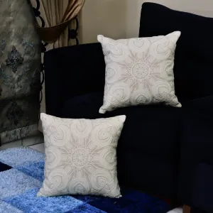 2 PCs Embroidered Cushions-(2705) Pastel