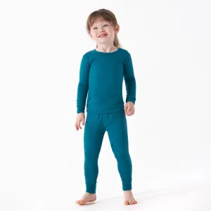 2-Piece Infant & Toddler Ocean Teal Buttery Soft Viscose Made from Eucalyptus Snug Fit Pajamas