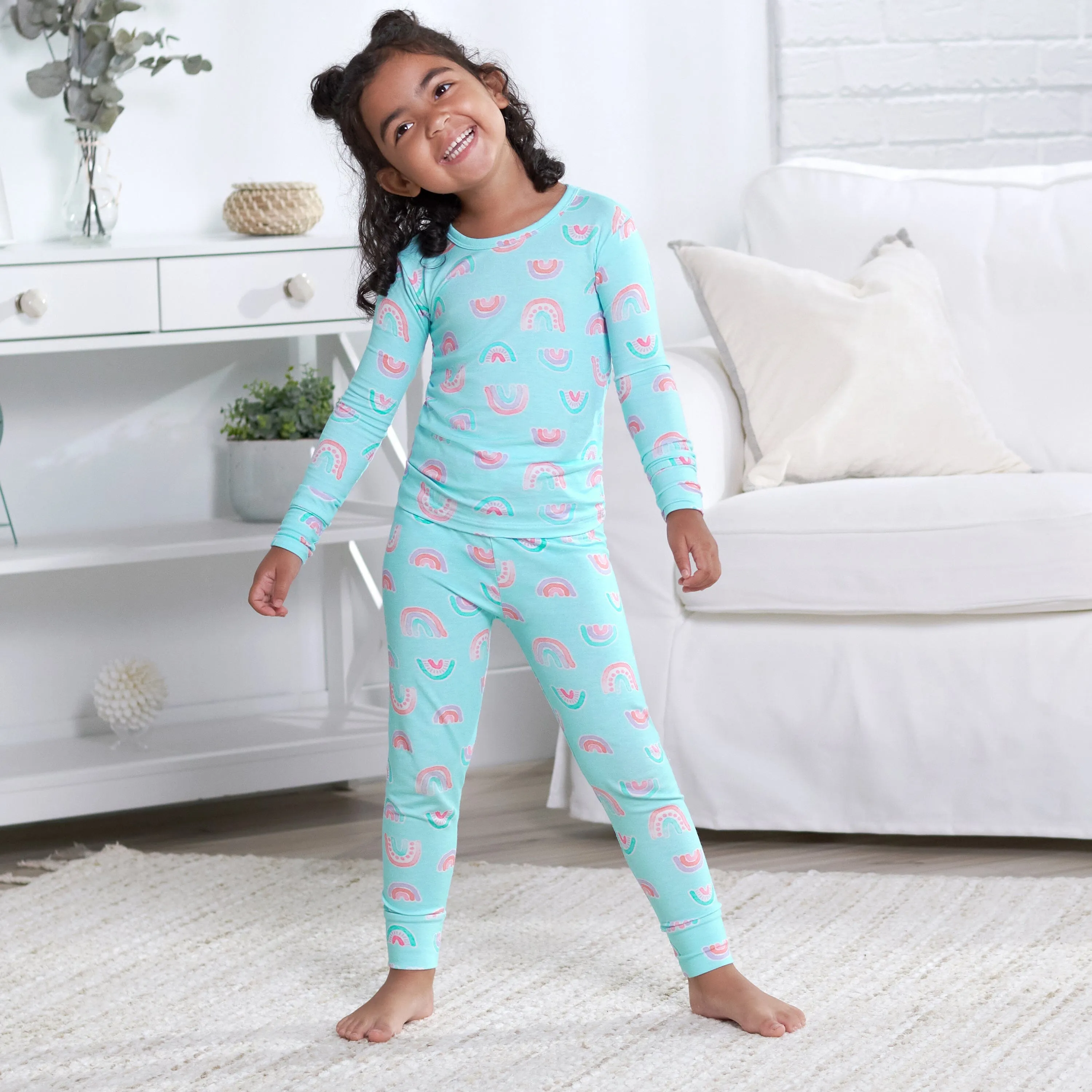 2-Piece Infant & Toddler Rainbow Sky Buttery Soft Viscose Made from Eucalyptus Snug Fit Pajamas