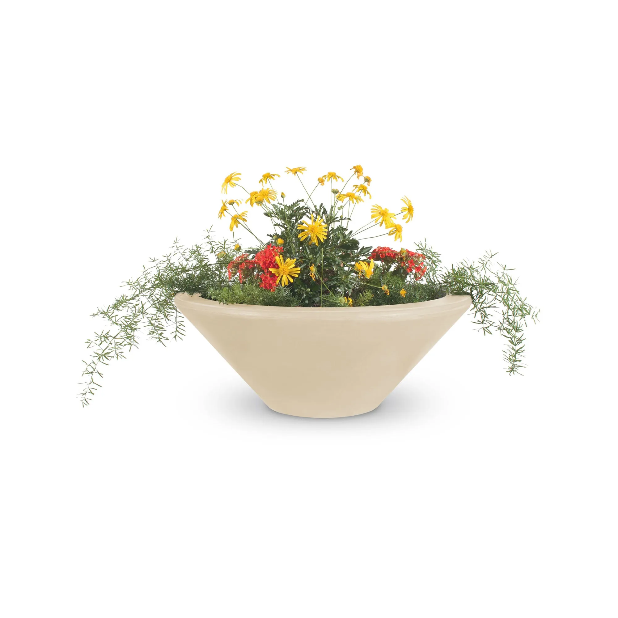 24" Round Cazo Planter Bowl - GFRC Concrete - Ash -