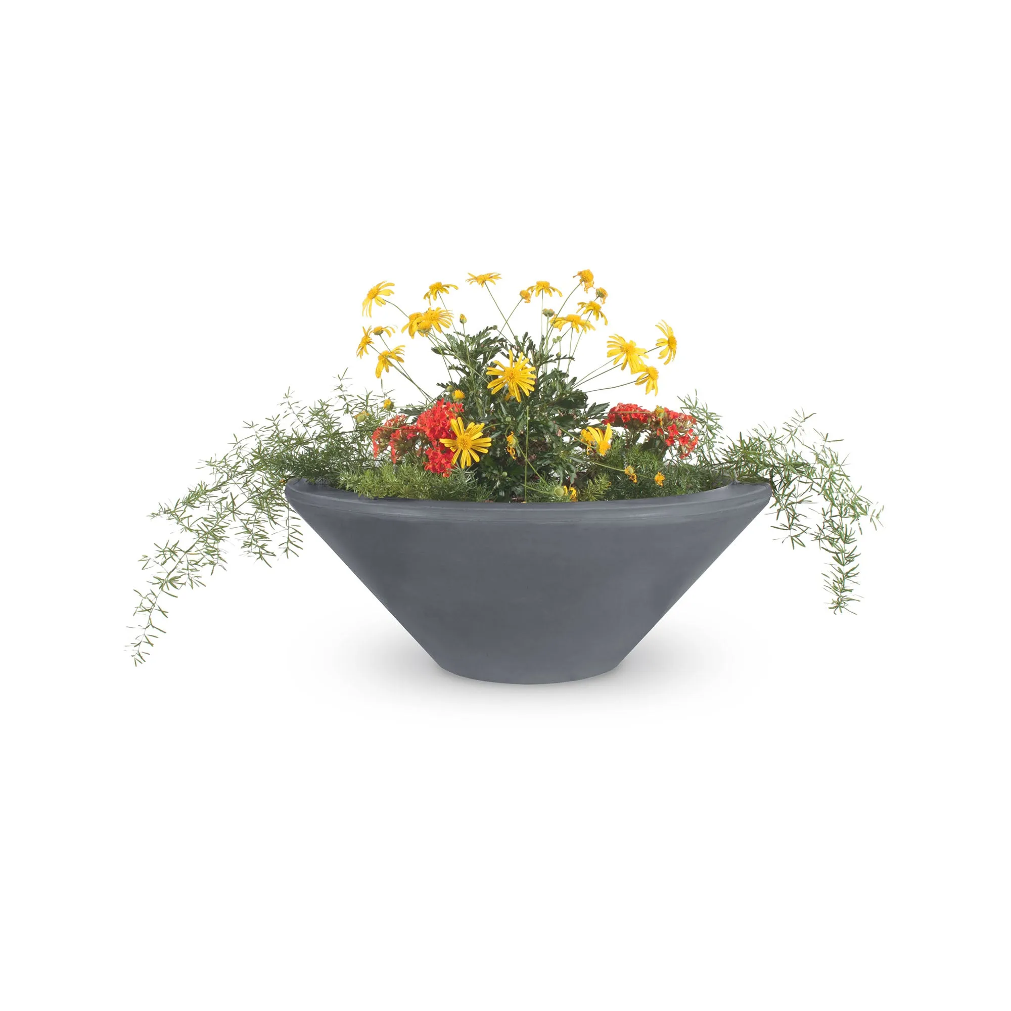 24" Round Cazo Planter Bowl - GFRC Concrete - Ash -