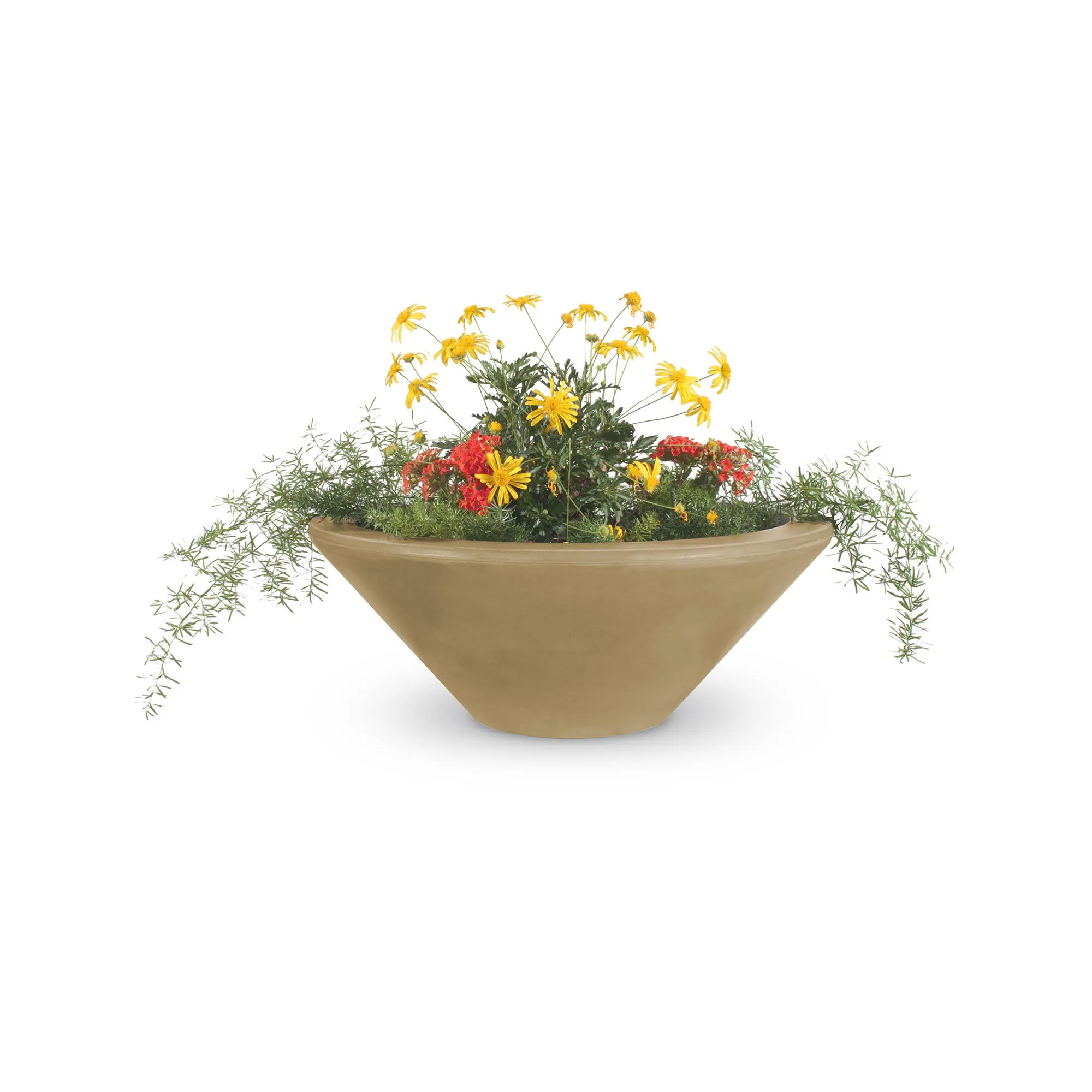 24" Round Cazo Planter Bowl - GFRC Concrete - Ash -