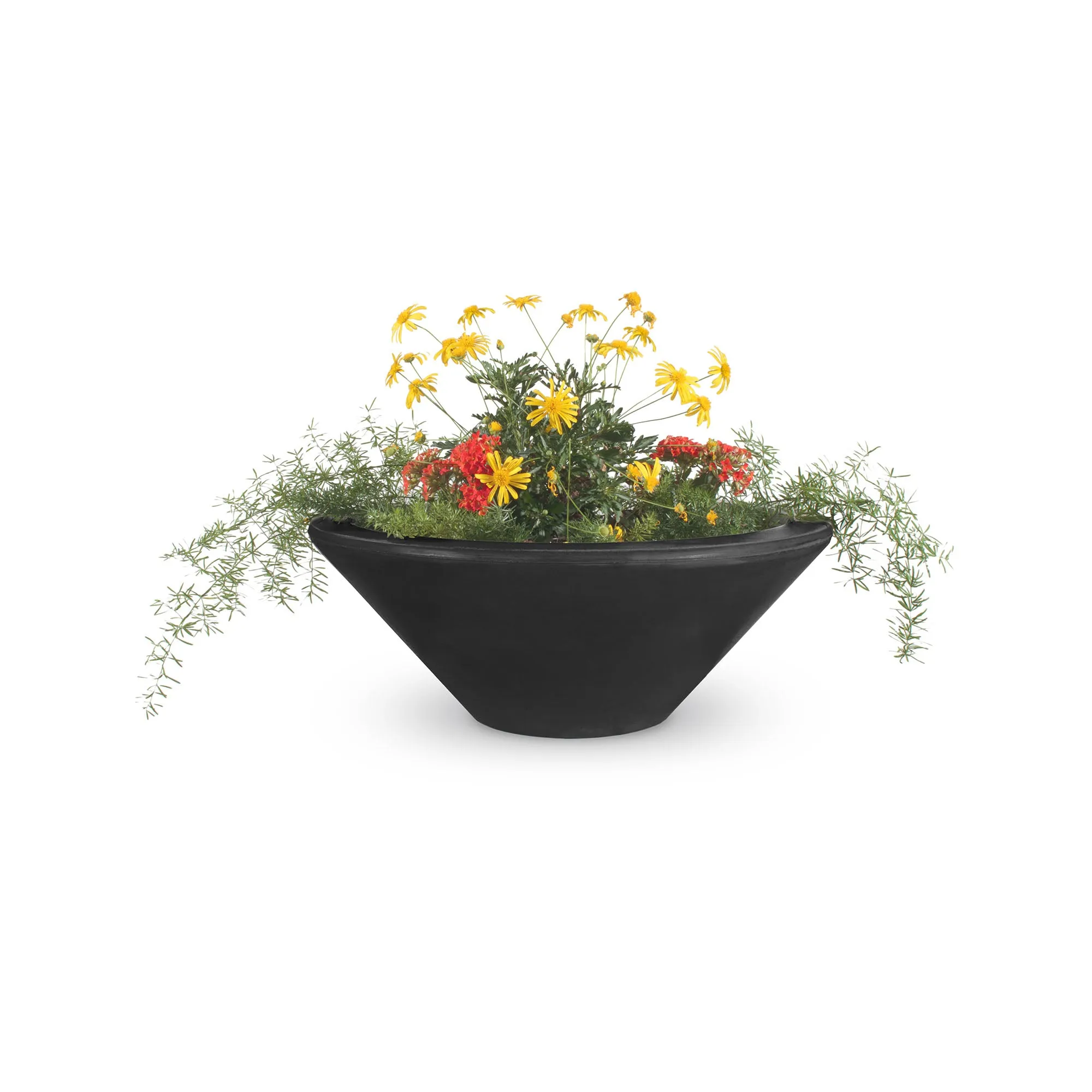 24" Round Cazo Planter Bowl - GFRC Concrete - Ash -