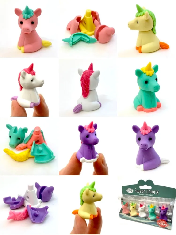 38452 IWAKO Colorz Unicorns -12 sets of 5 Erasers