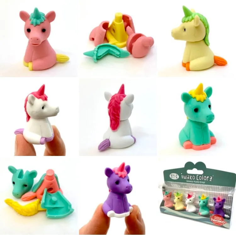 38452 IWAKO Colorz Unicorns -12 sets of 5 Erasers