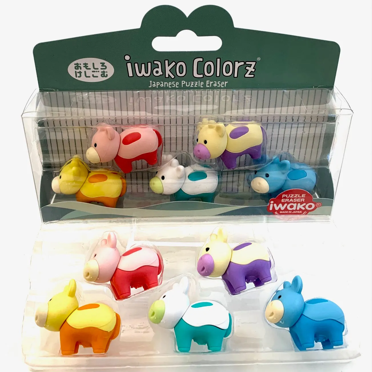 38454 IWAKO Colorz Cows -12 sets of 5 Erasers