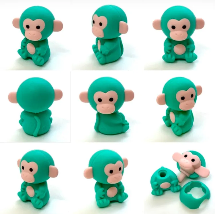 38455 Iwako Colorz Monkey -12 sets of 5 Erasers