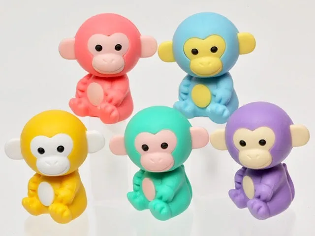 38455 Iwako Colorz Monkey -12 sets of 5 Erasers