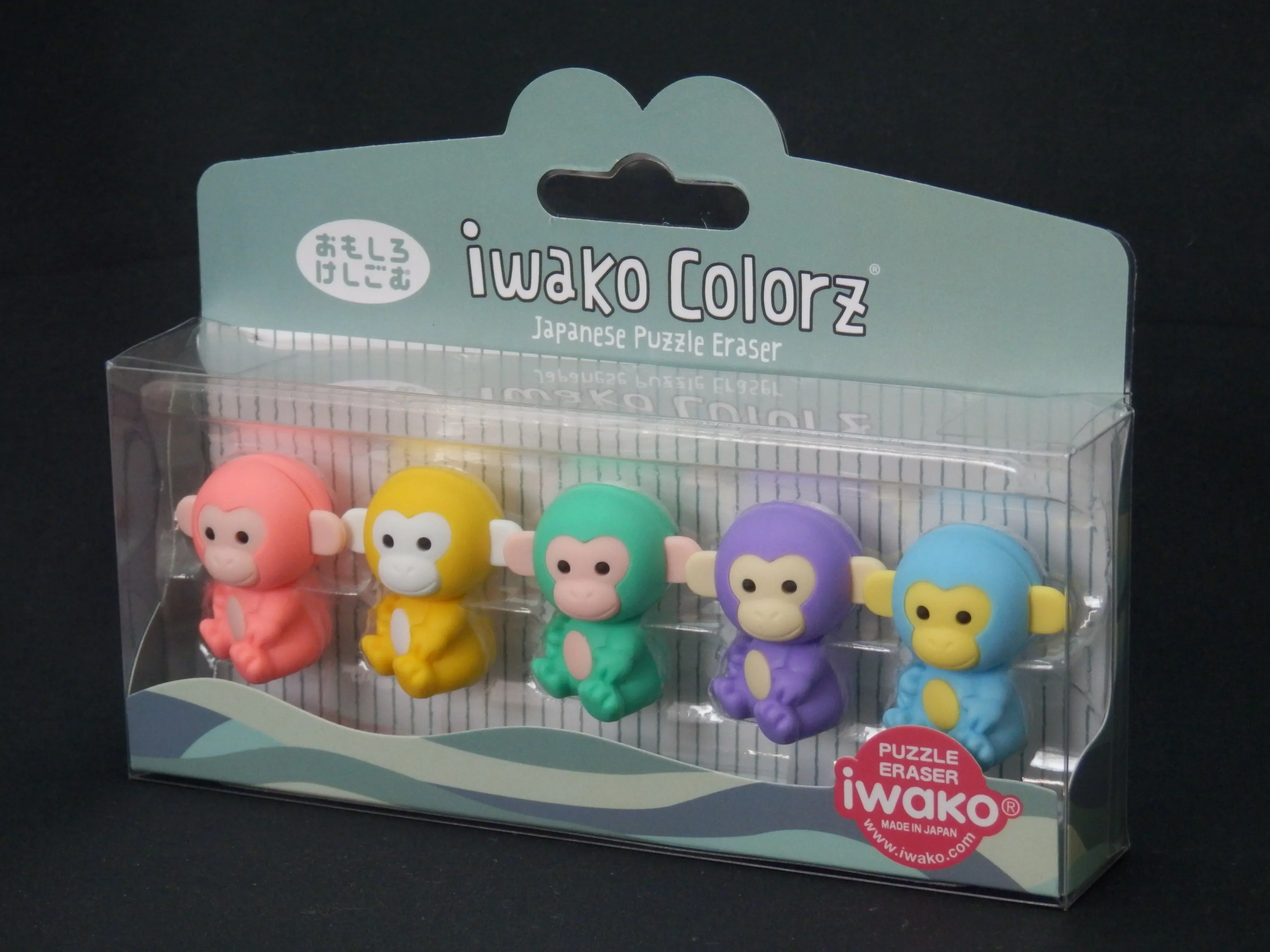 38455 Iwako Colorz Monkey -12 sets of 5 Erasers