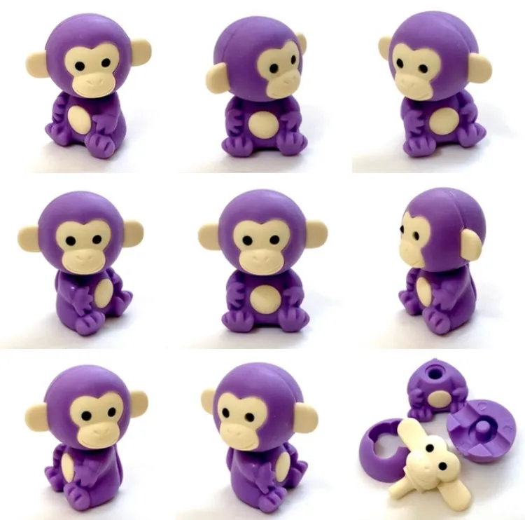 38455 Iwako Colorz Monkey -12 sets of 5 Erasers