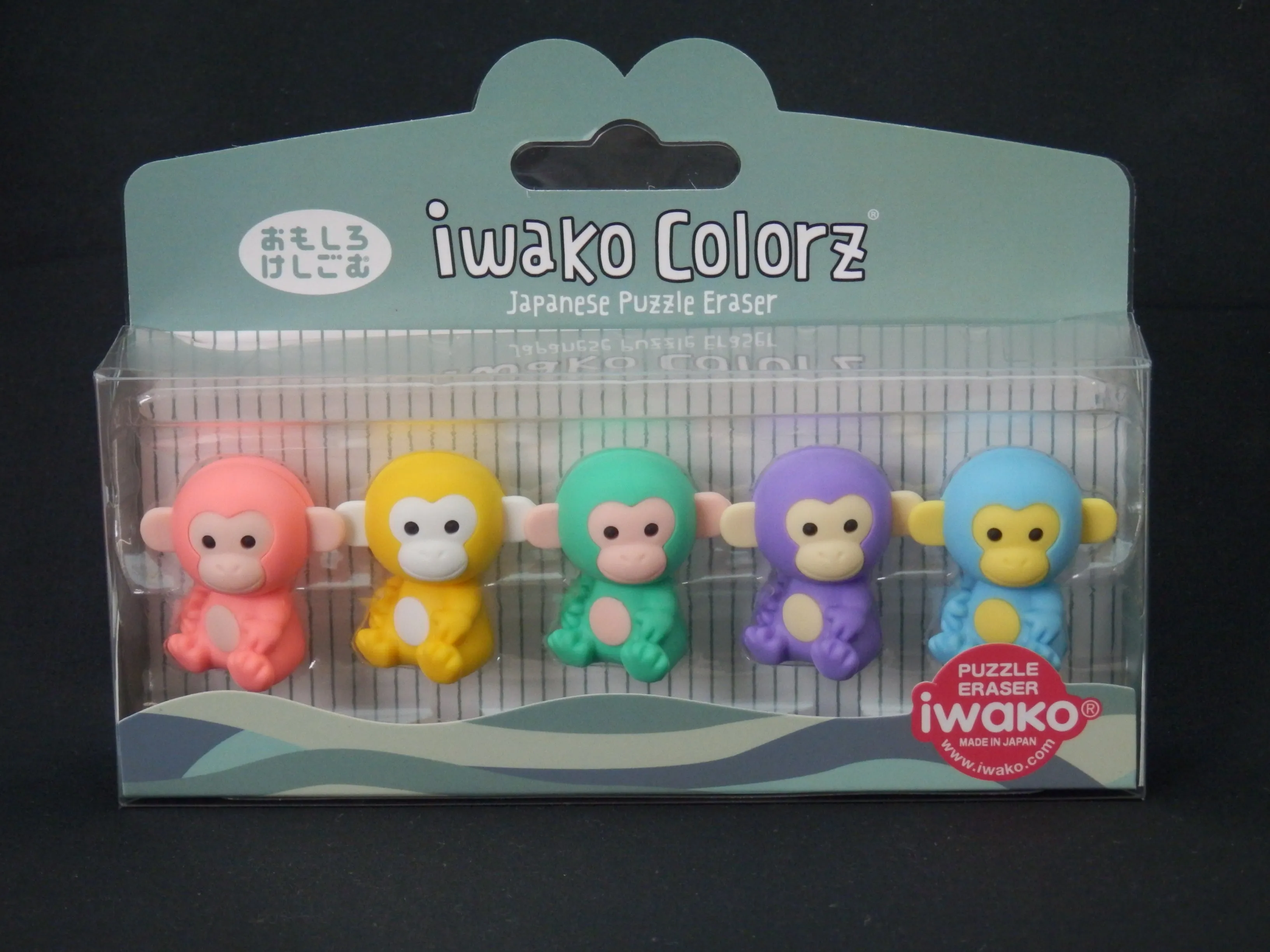 38455 Iwako Colorz Monkey -12 sets of 5 Erasers