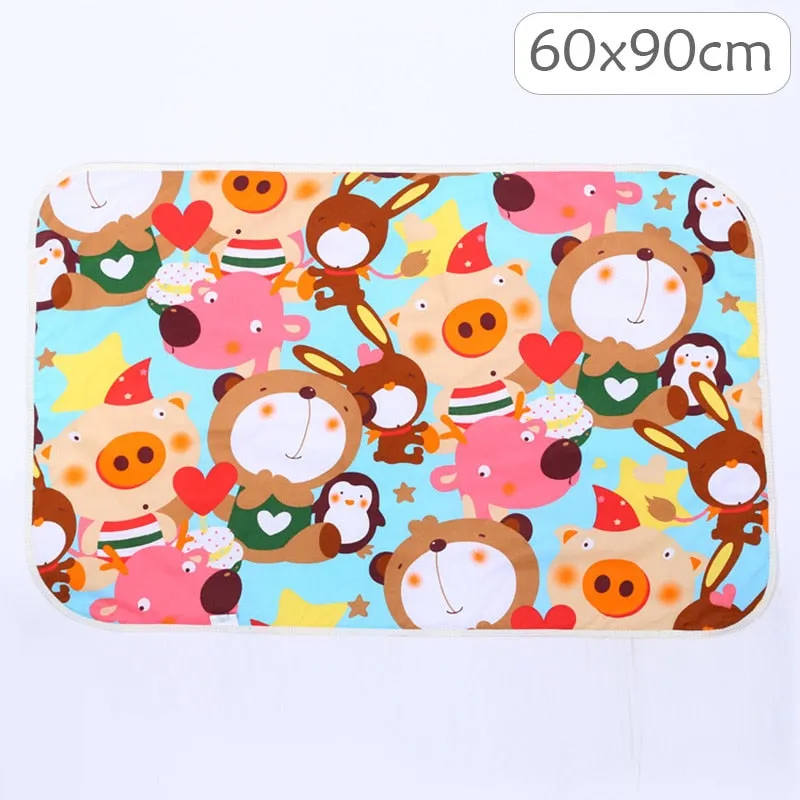 4 Size Baby Changing Mat Cartoon Cotton Waterproof Baby Sheet Changing Pad Table Diapers Urinal Game Play Cover Pet Mattress