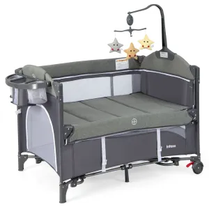 5-in-1 Portable Baby Travel Cot with Detachable Changing Table-Bear