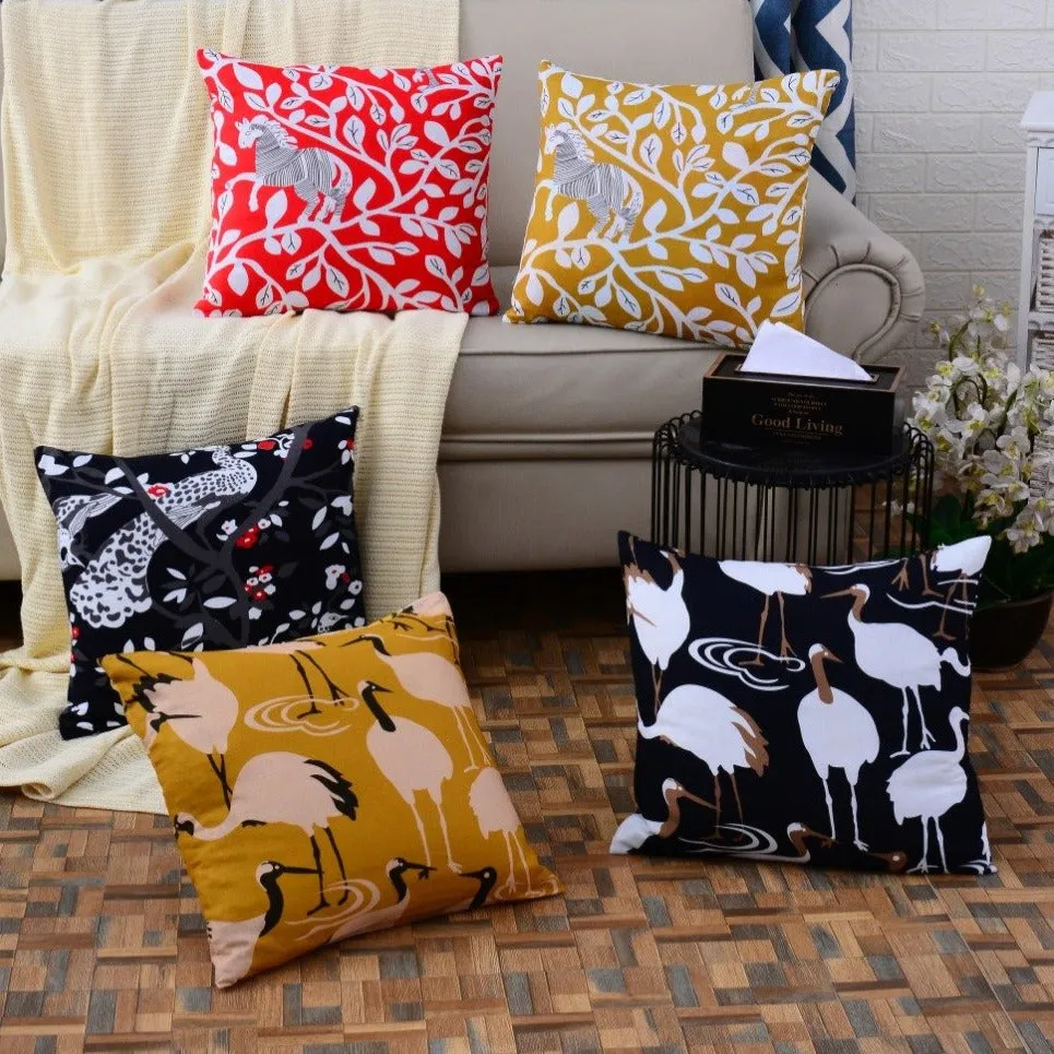 5 PCs White Ostrich Digital Printed Duck Cushions