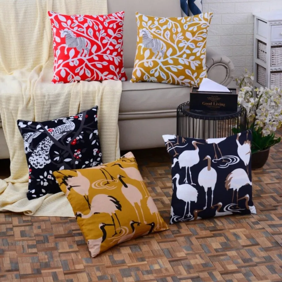 5 PCs White Ostrich Digital Printed Duck Cushions