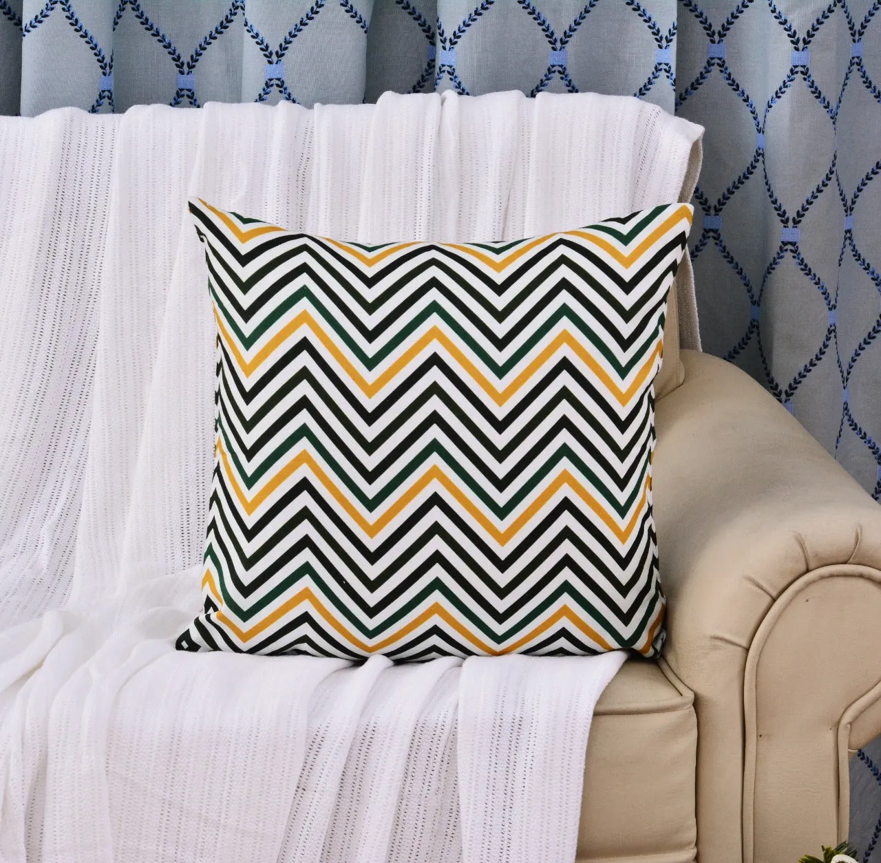 6 PCs Chevrons Digital Printed Duck Cushions