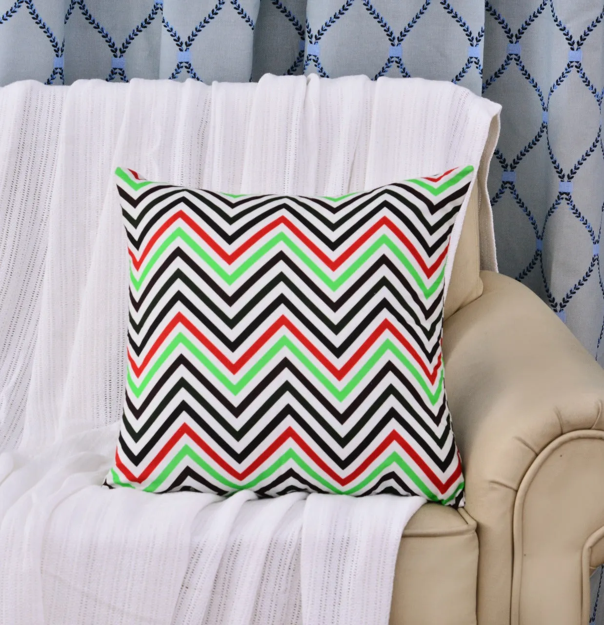 6 PCs Chevrons Digital Printed Duck Cushions