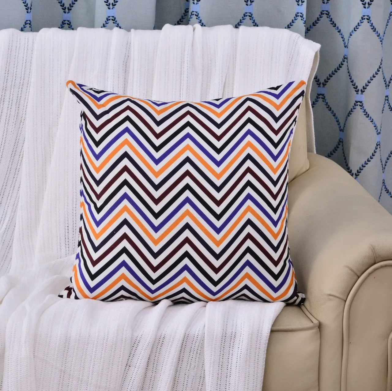 6 PCs Chevrons Digital Printed Duck Cushions