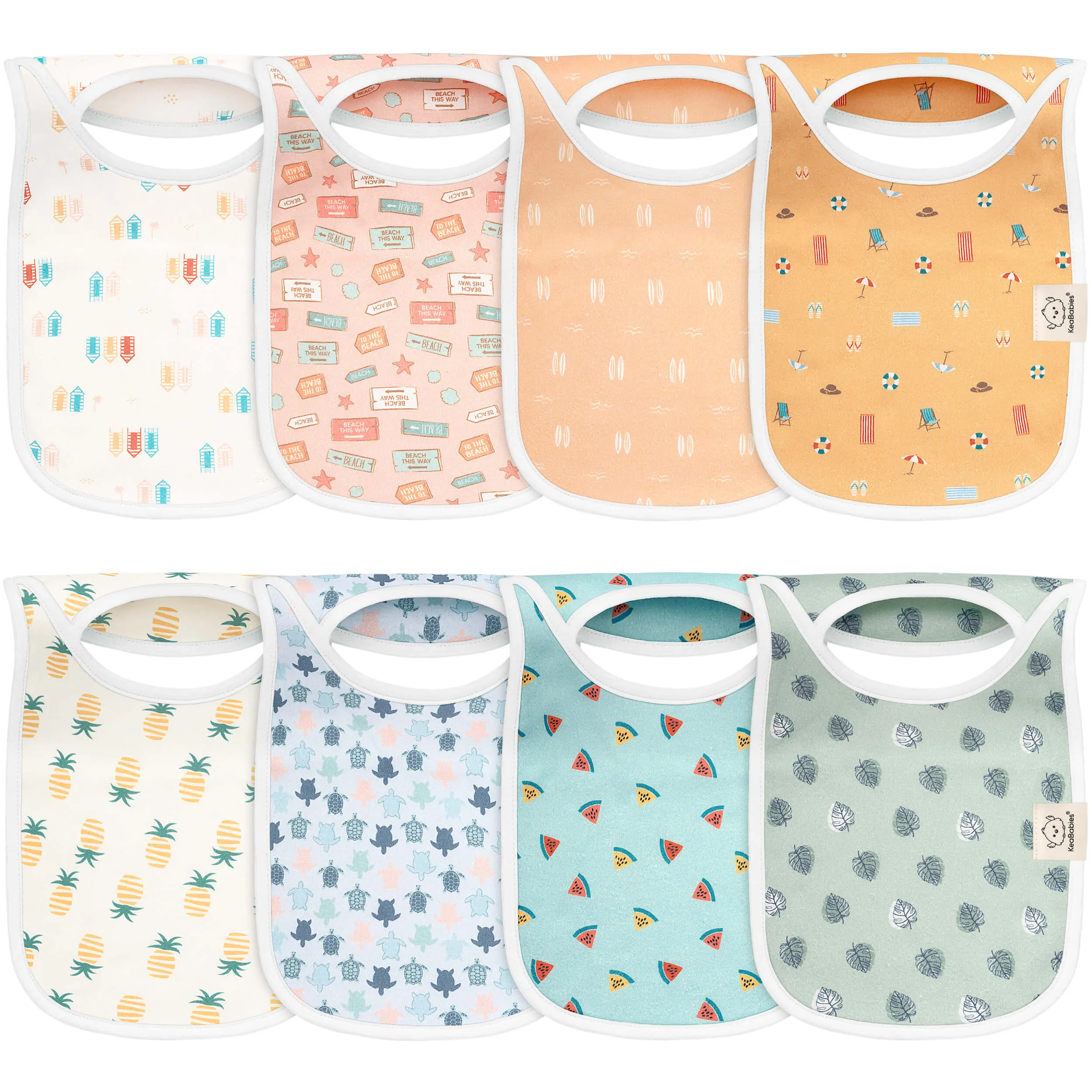 8-Pack Hallo Drool Bibs (Beach Day)