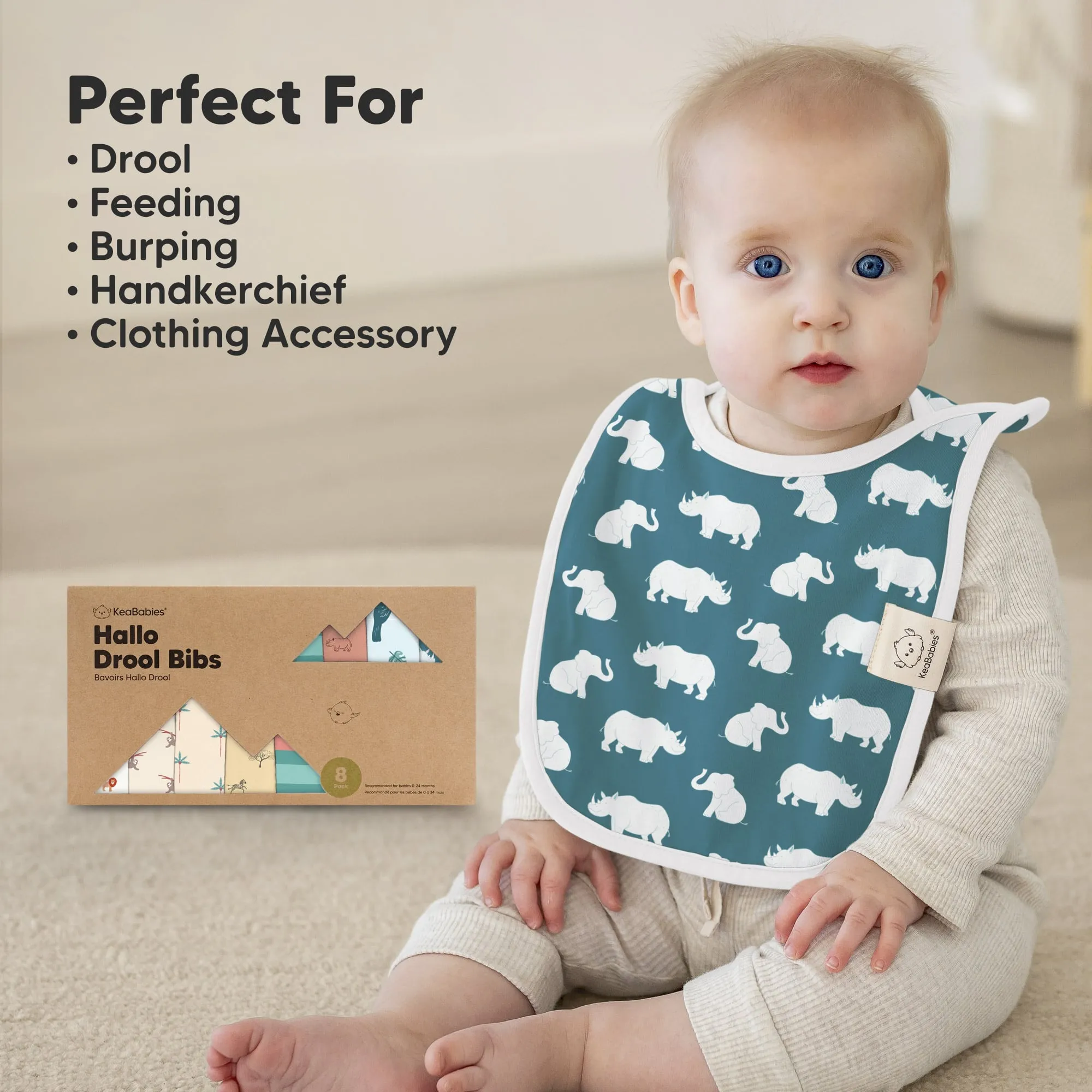 8-Pack Hallo Drool Bibs (Wildscape)