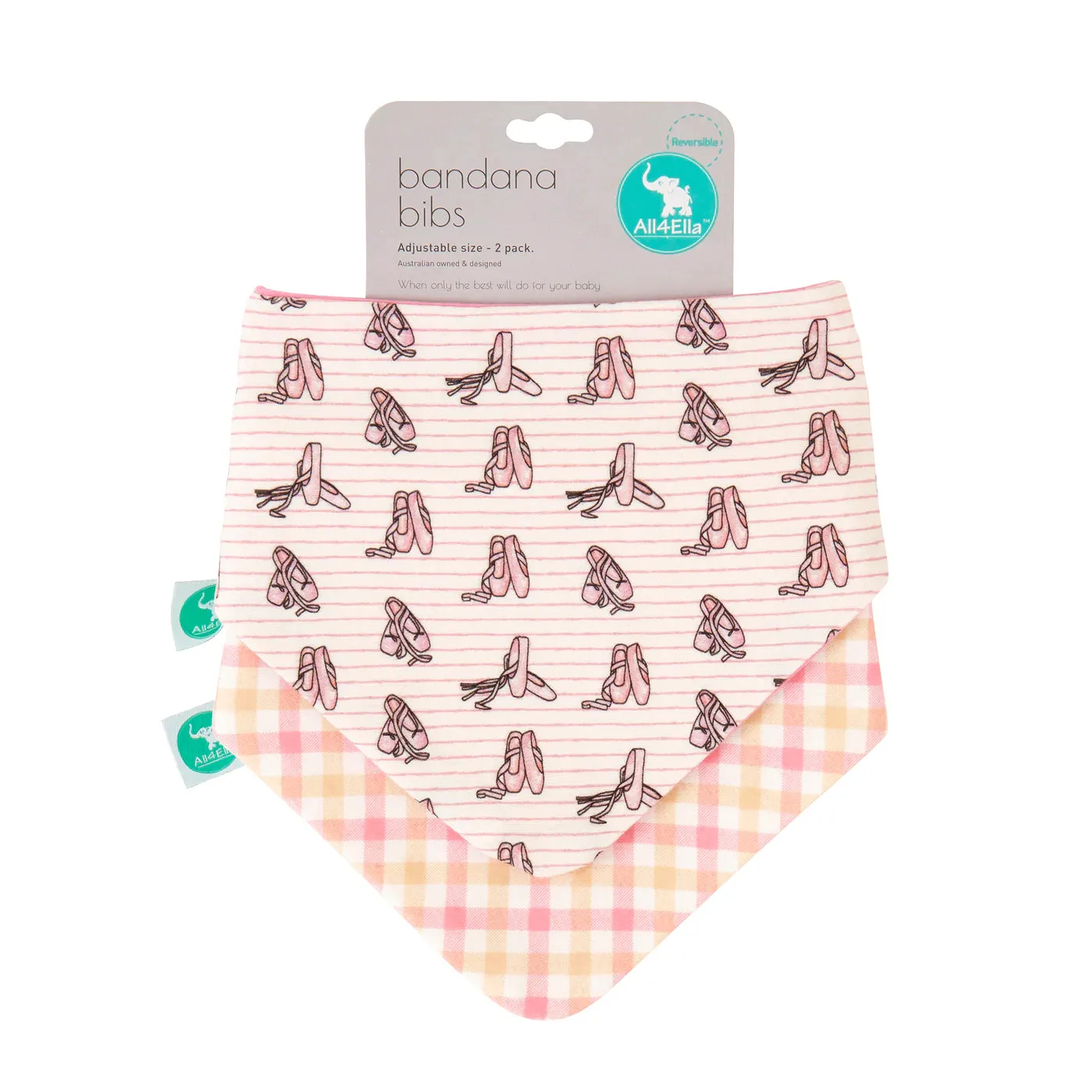 All 4 Ella Bandana Bibs 2 Pack - Ballet