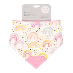 All4Ella Bandana Bib With Silicone Watercolour Rainbow