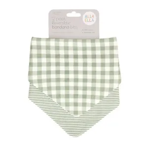 All4Ella Bandana Bibs 2Pk Gingham Sage