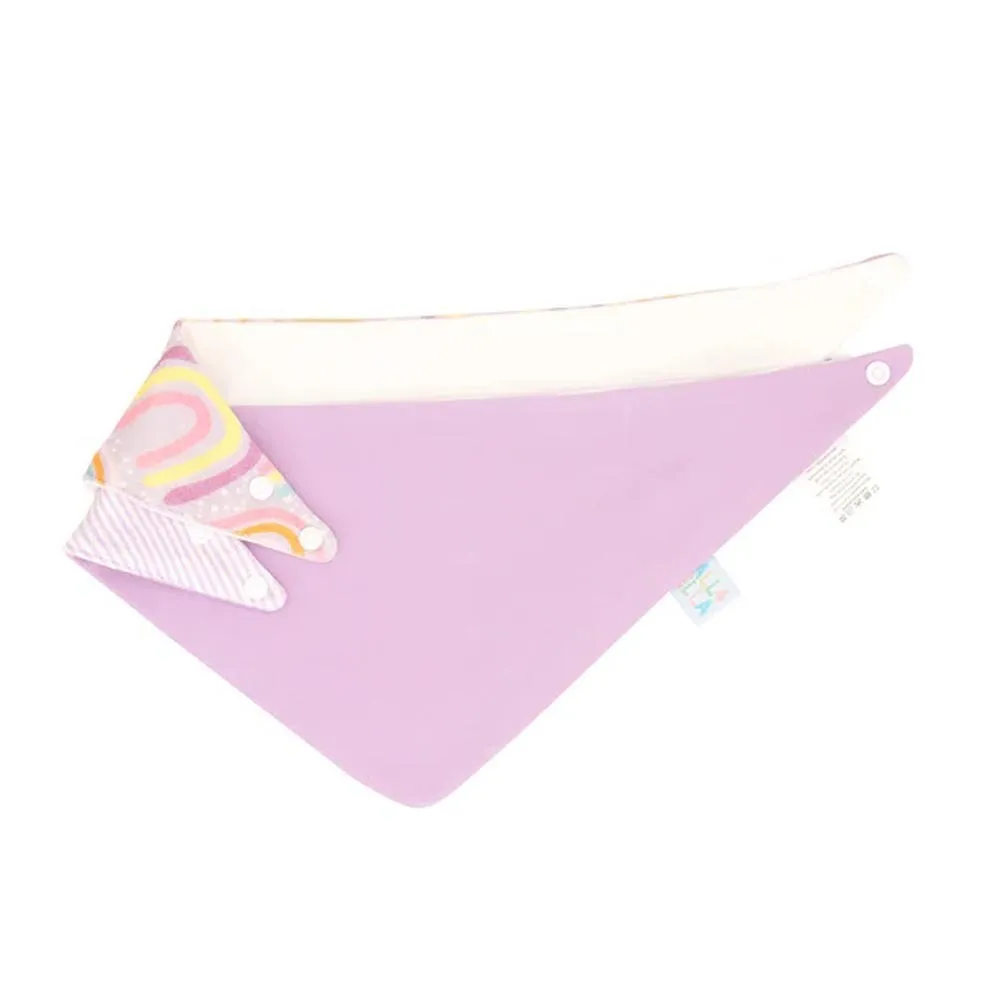 All4Ella Bandana Bibs 2Pk Lilac Rainbows