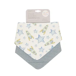 All4Ella - Bandana Bibs 2pk Reversible Rocket