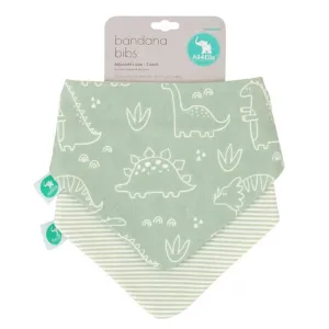 All4Ella Bandana Bibs 2pk Sage Dino