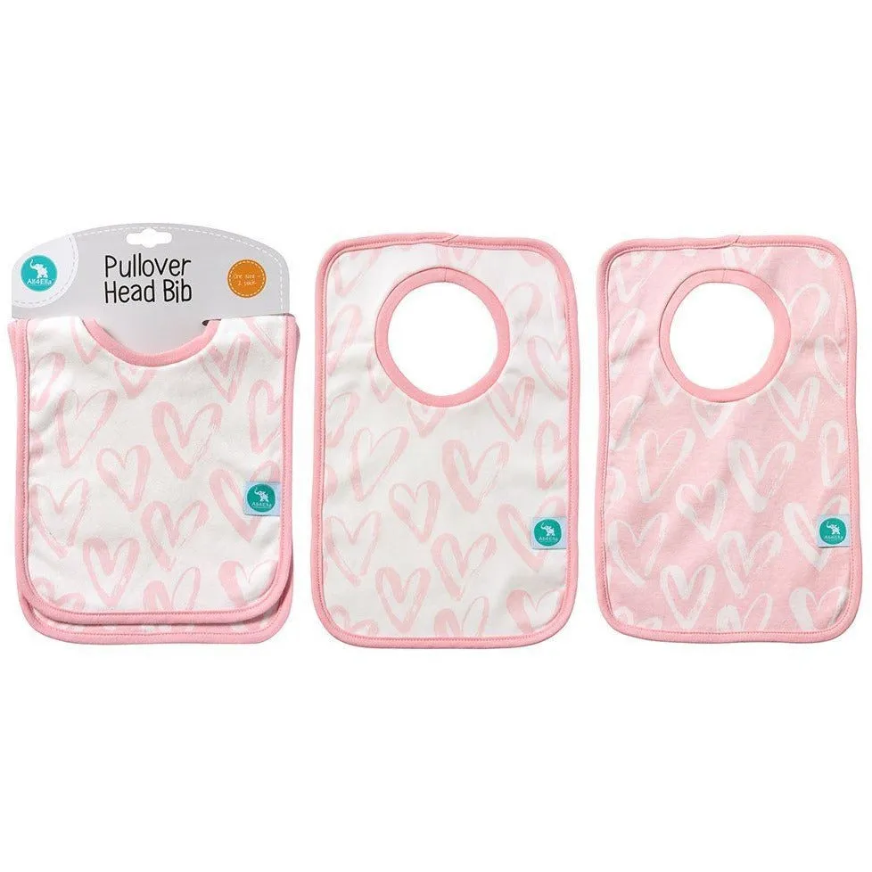 All4Ella Bibs Pull over Head (Set 2) - Hearts Pink