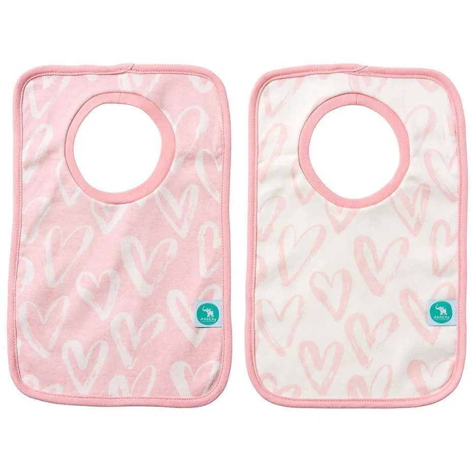 All4Ella Bibs Pull over Head (Set 2) - Hearts Pink