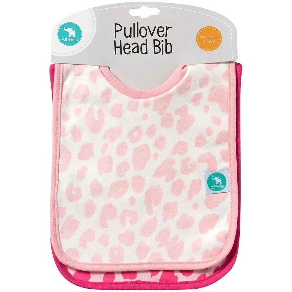 All4Ella Bibs Pull over Head (Set 2) - Leopard Pink