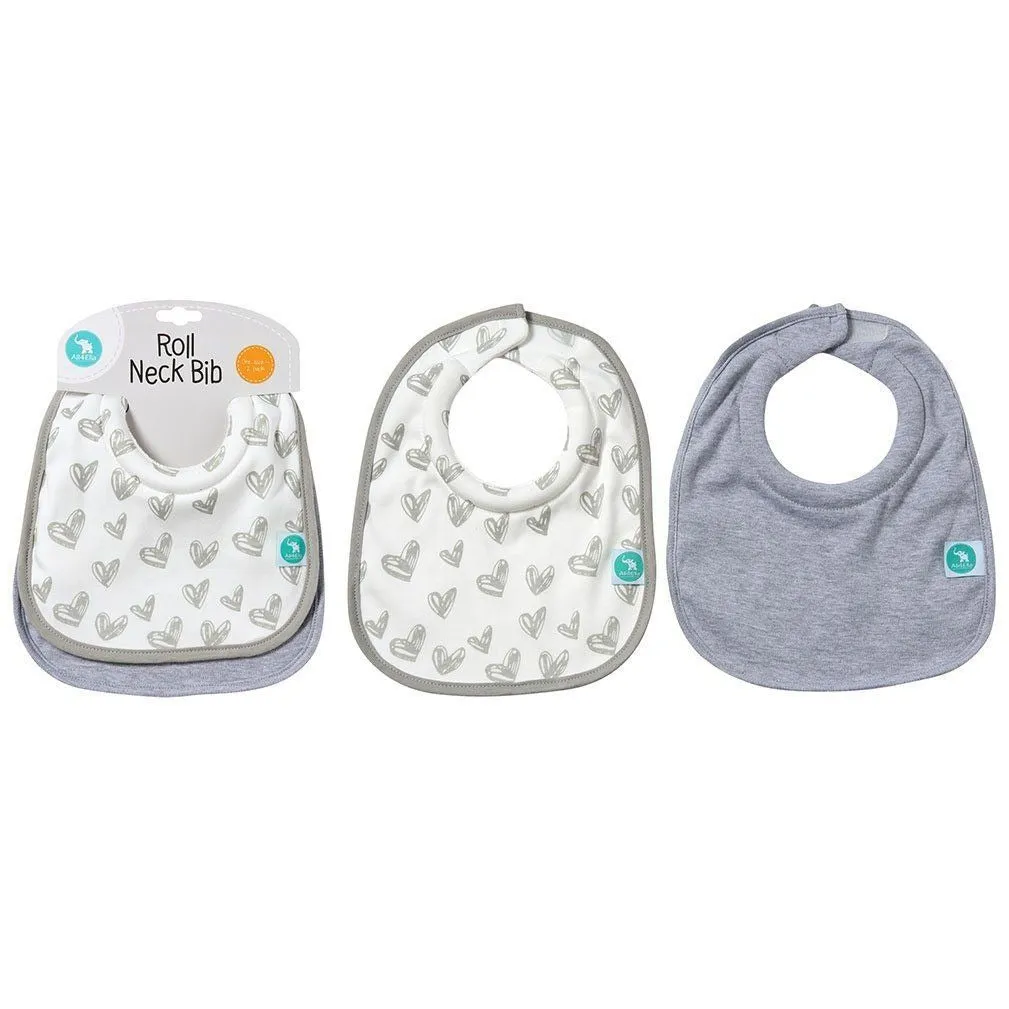 All4Ella Bibs Roll Neck (Set 2) - Hearts Grey