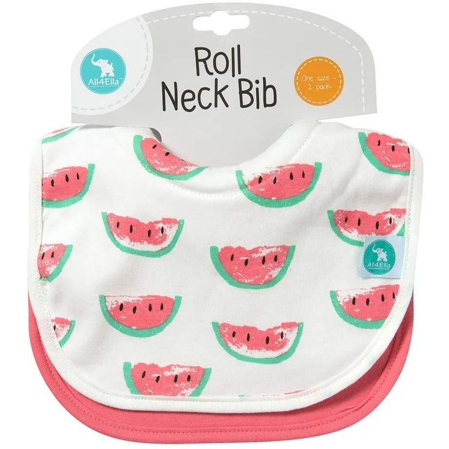 All4Ella Bibs Roll Neck (Set 2) - Watermelon