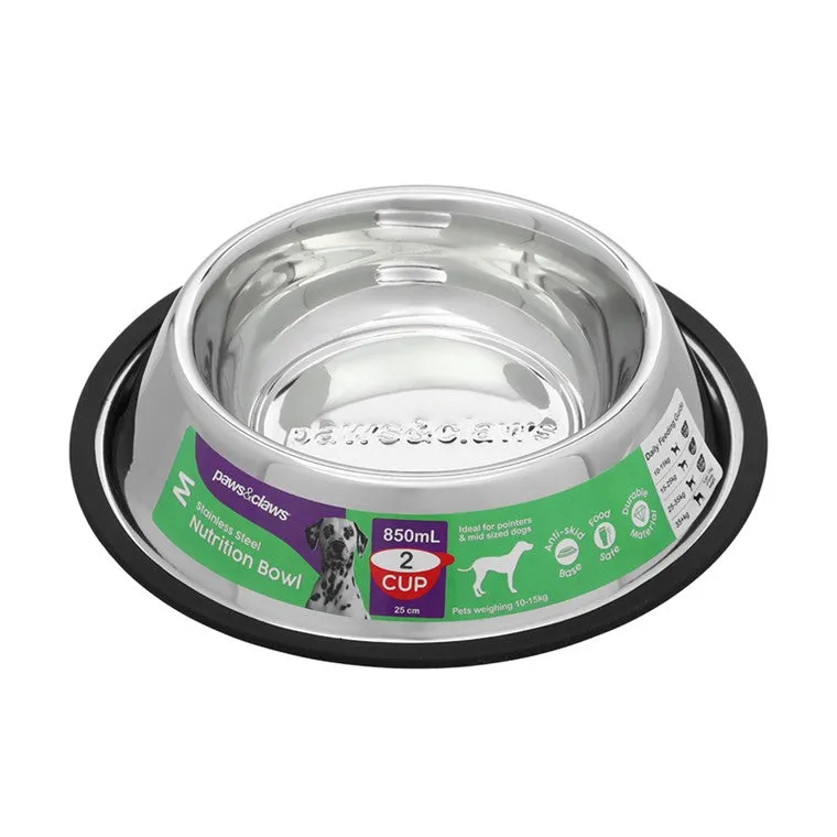 Anti-Skid Stainless Steel Pet Bowl, 850ml