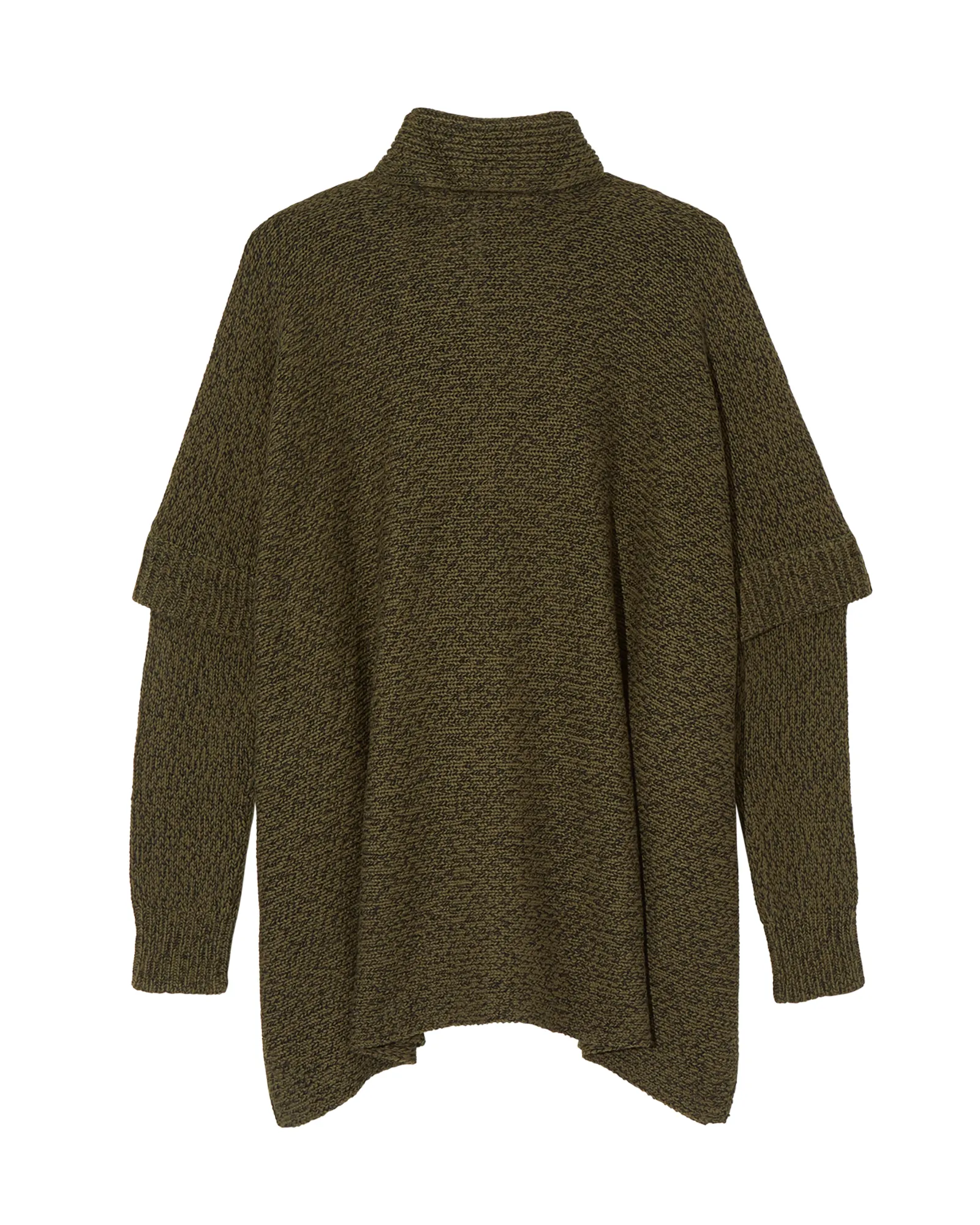 Arden 3/4 Sleeve V Neck Cross Over Poncho | Olive Green