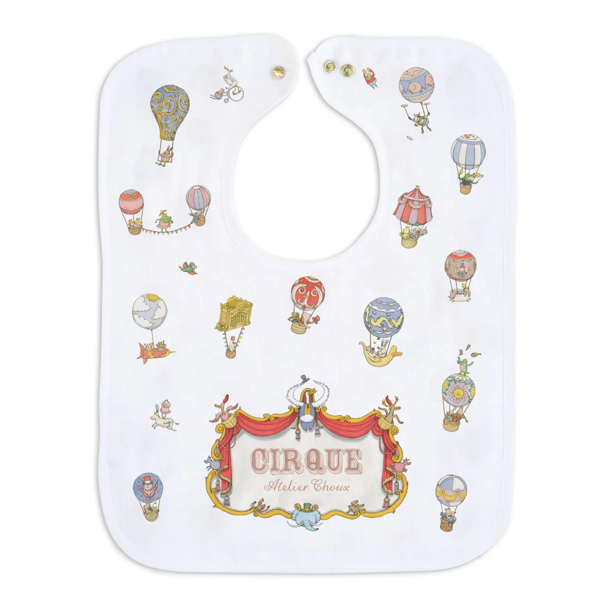 Atelier Choux Large Bib Circus Gold Snaps