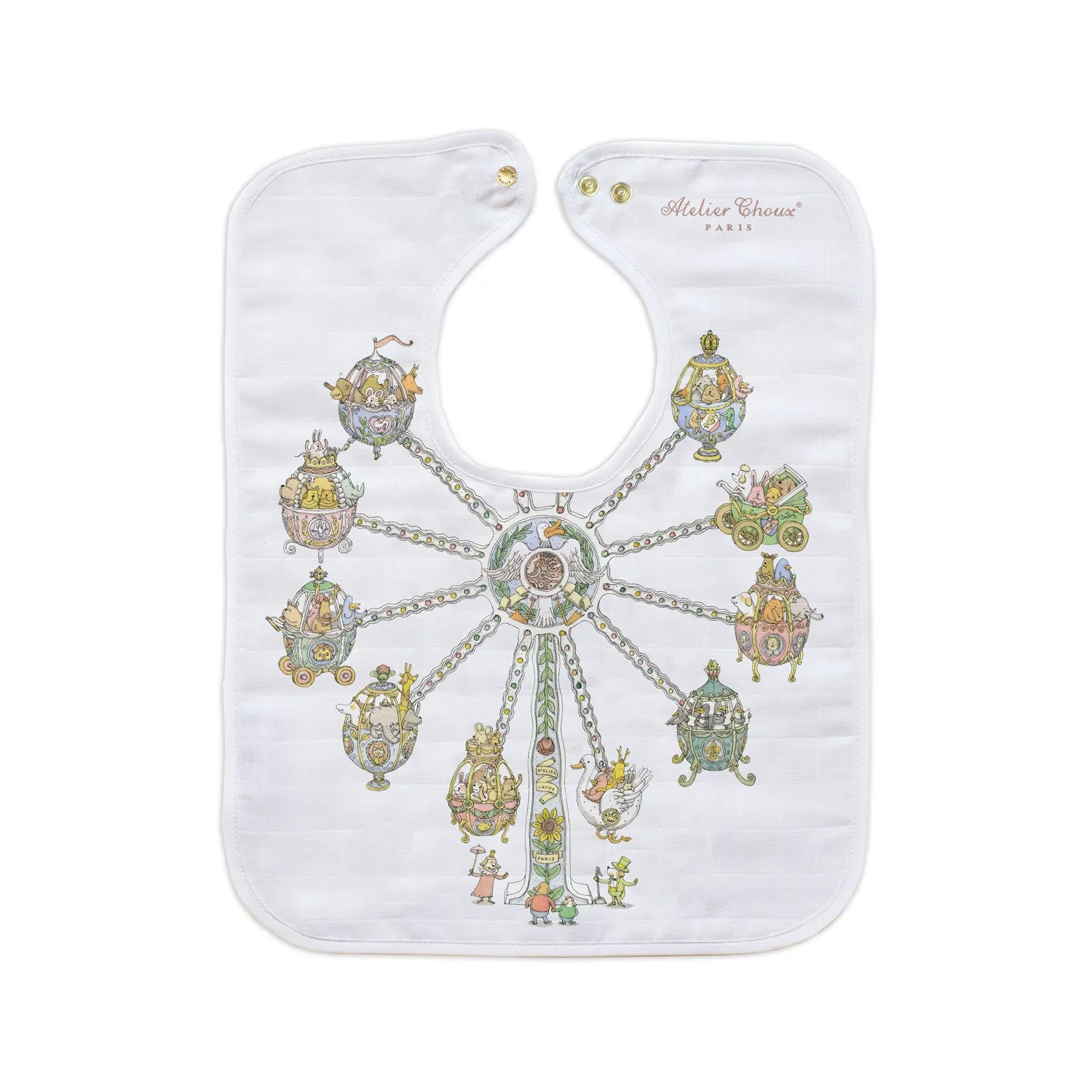 Atelier Choux Large Bib Ferris Wheel Gold Snaps