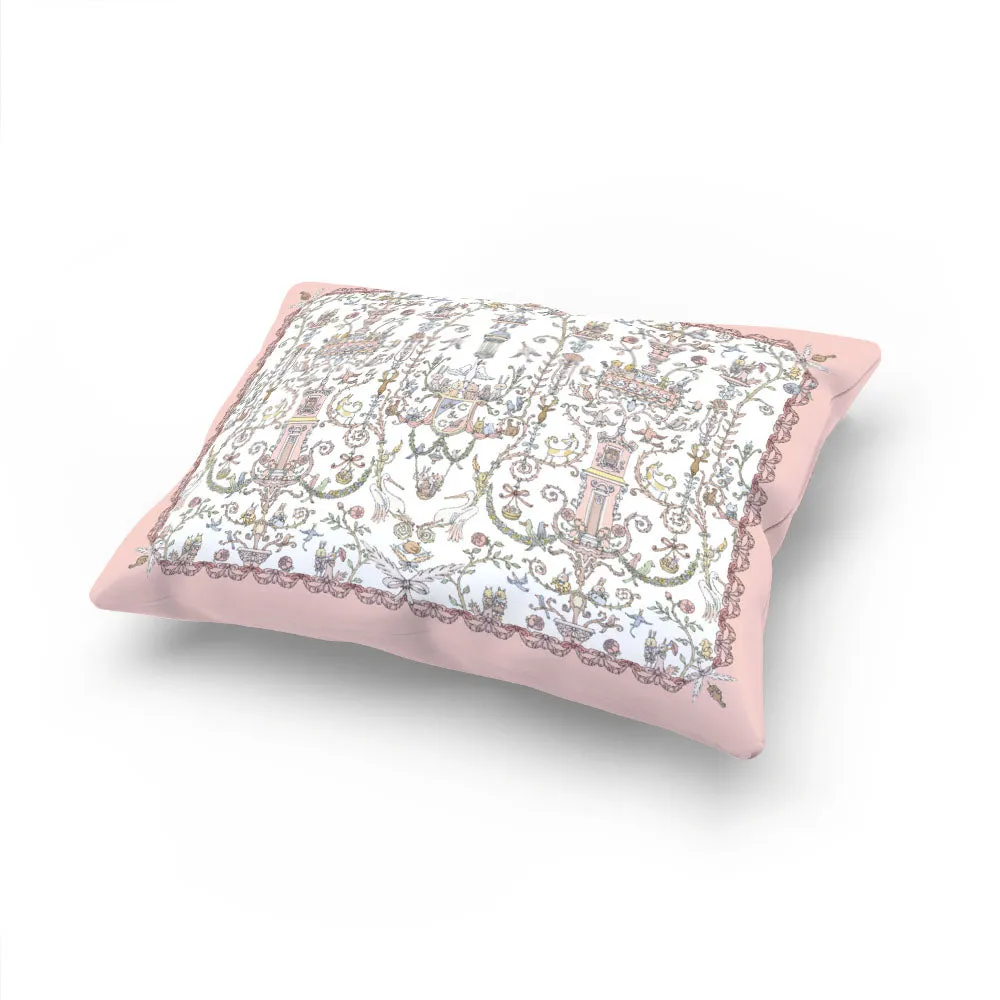 Atelier Choux Satin Cushion - Toile De Jouy Pink - Atelier Choux & Caitlin Wilson 30x40cm