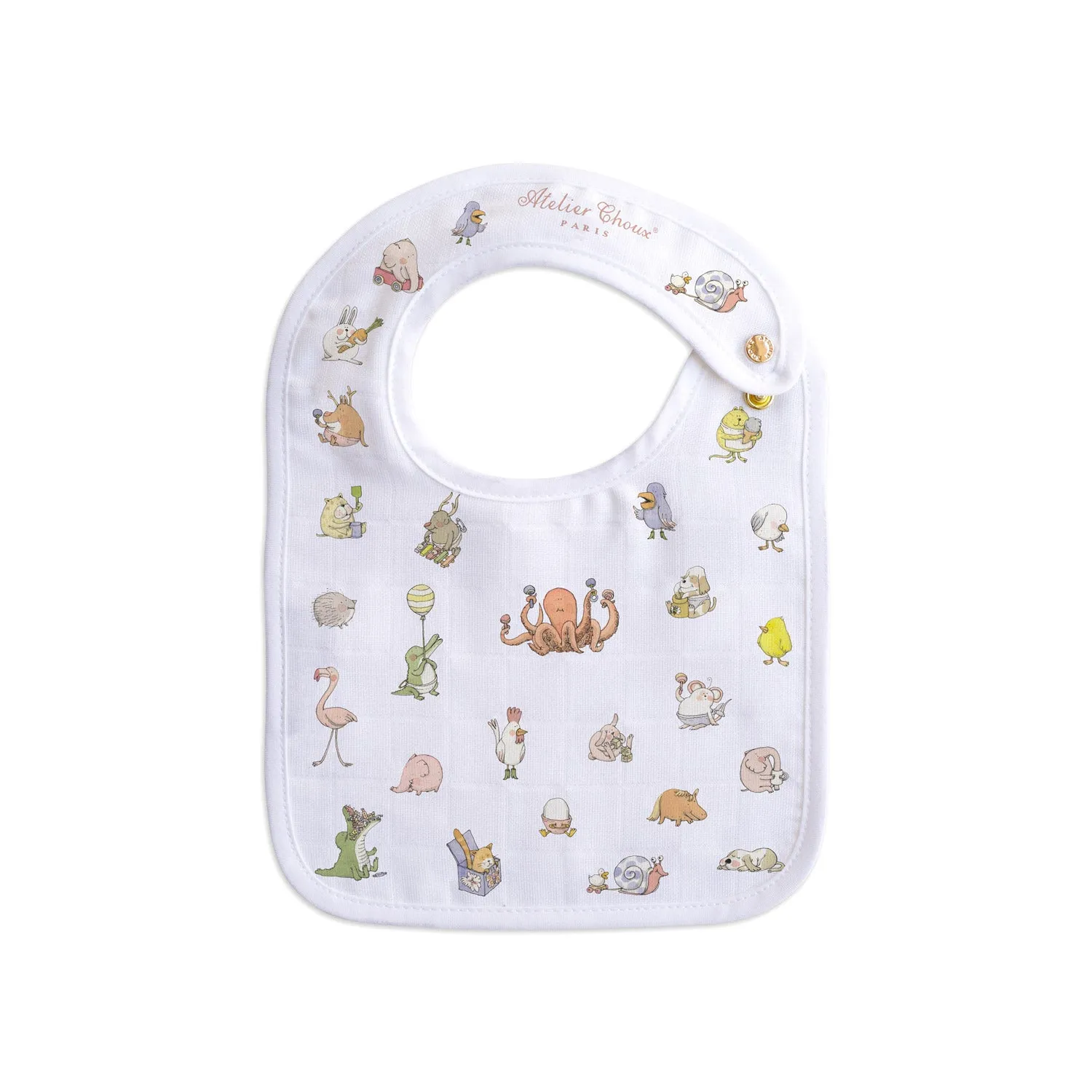 Atelier Choux Small Bib Bebe Choux Gold Snaps