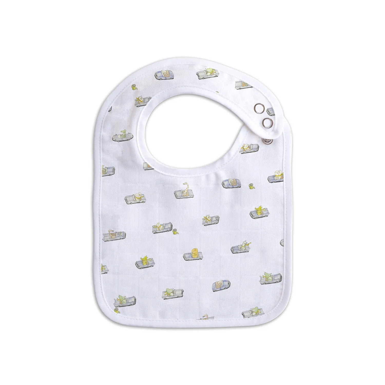 Atelier Choux Small Bib Jurassic Parking Silver Snaps