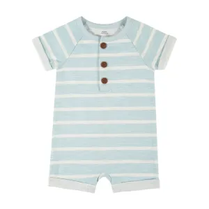 Baby Boys Blue Stripe Short Sleeve Romper