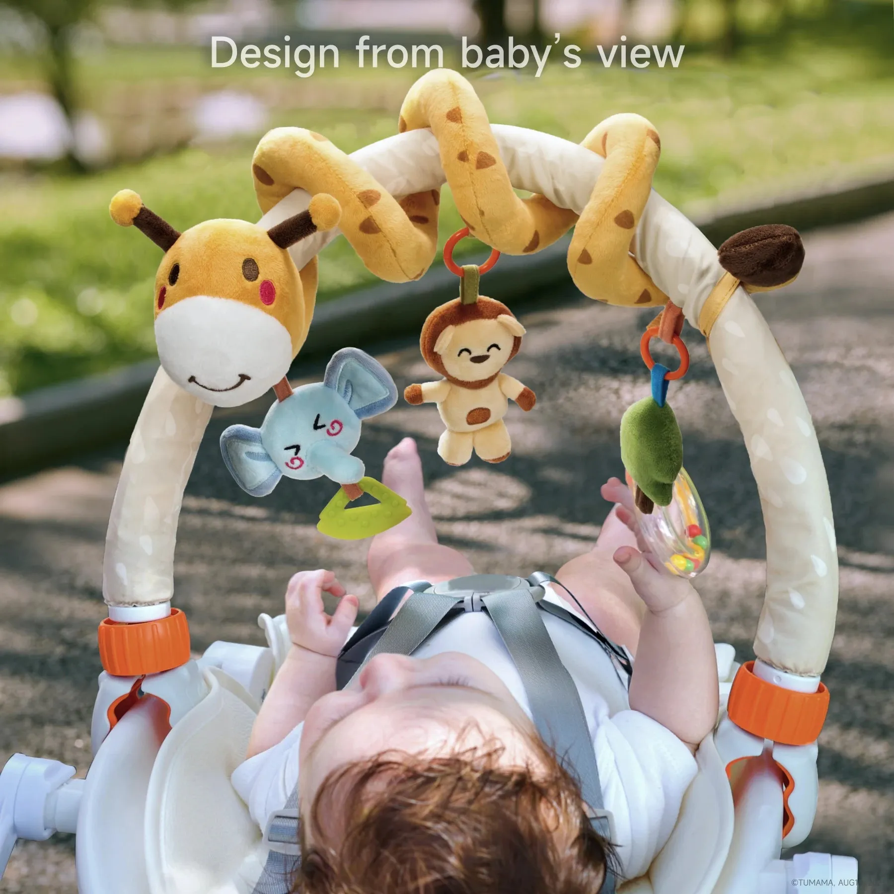 Baby stroller arch toy giraffe elephant lion portable baby mobile for bassinet car seat crib, travel activity arch toy for babies Infants 0 Month 