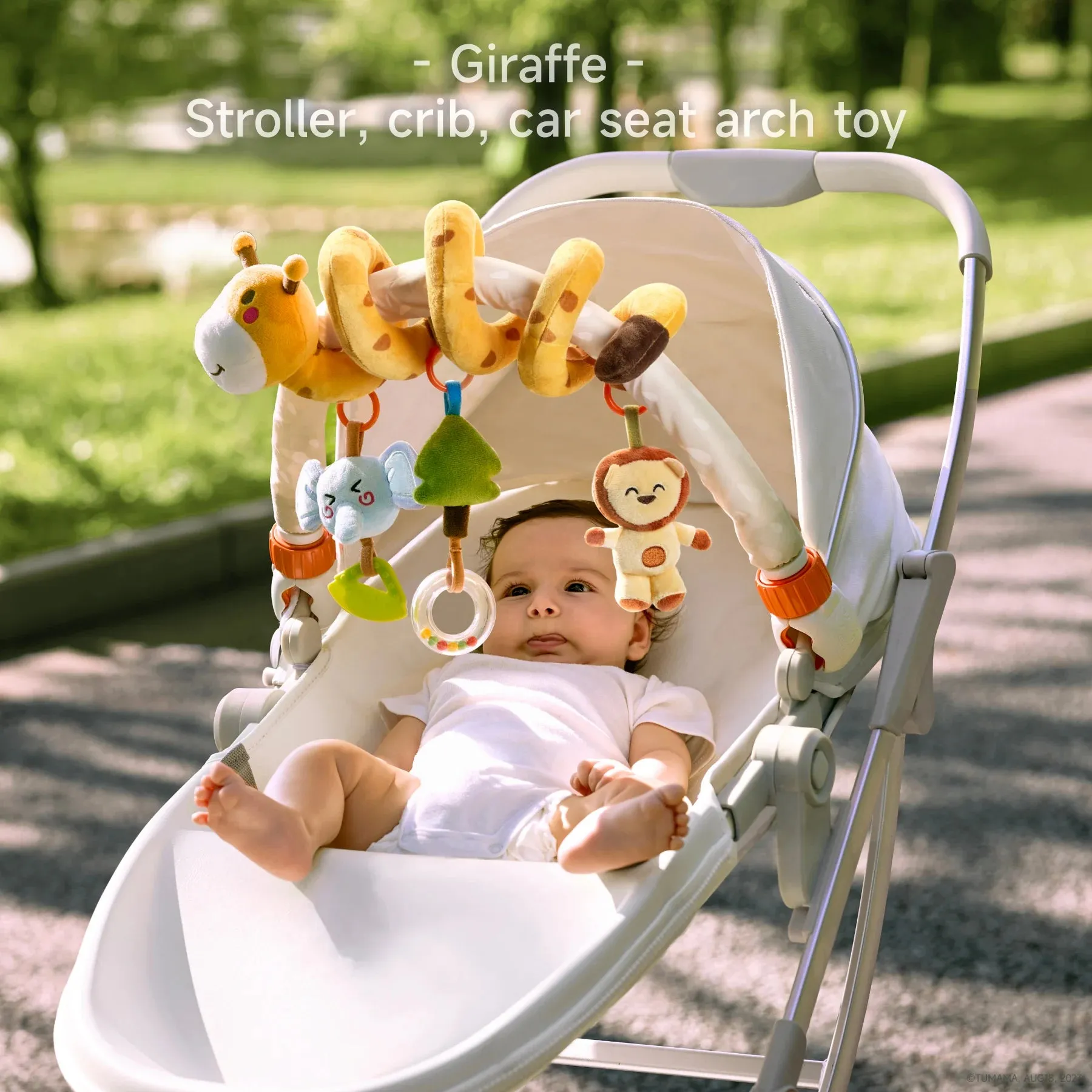 Baby stroller arch toy giraffe elephant lion portable baby mobile for bassinet car seat crib, travel activity arch toy for babies Infants 0 Month 