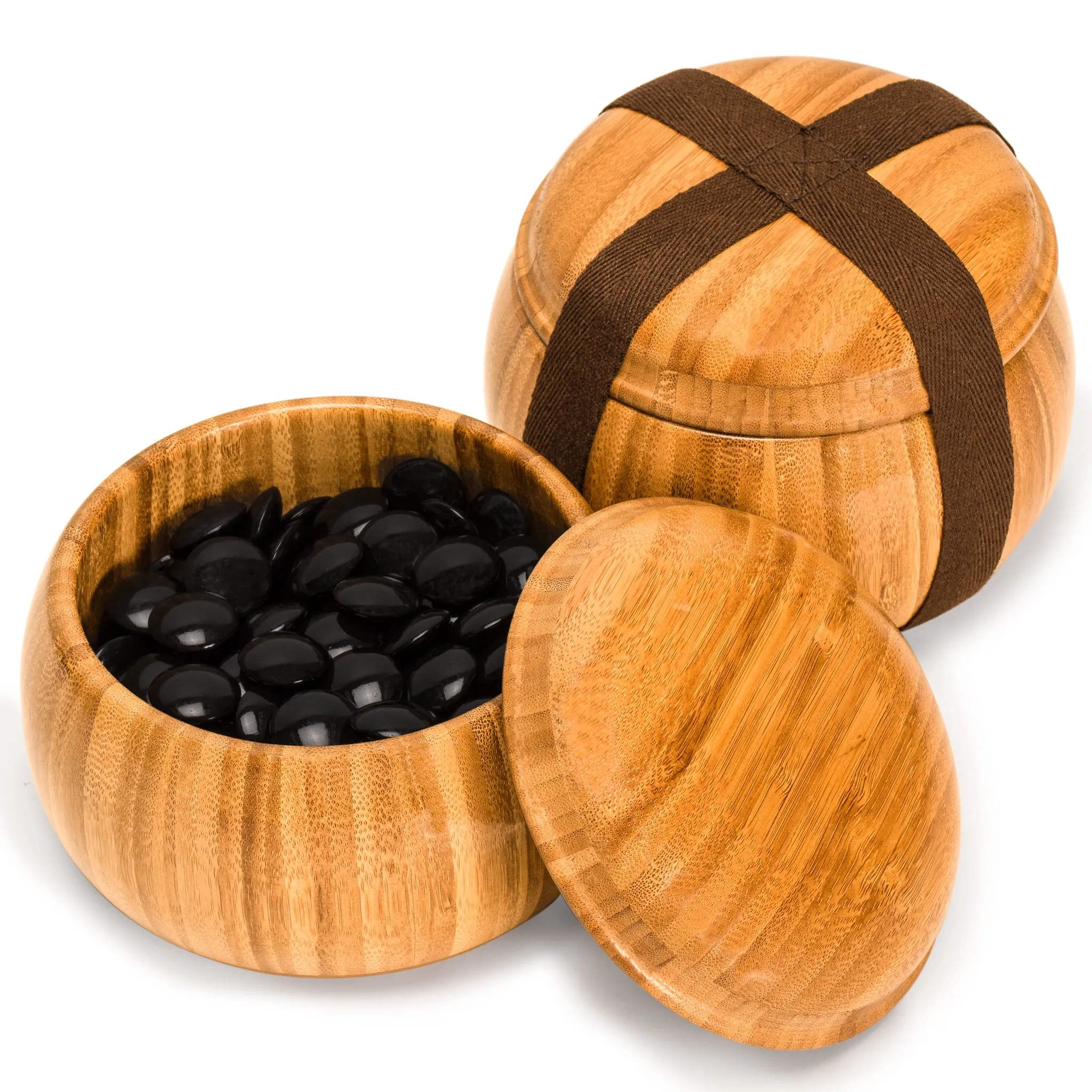 Bamboo 0.8-Inch Reversible 19x19 / 13x13 Go Game Set Board with Double Convex Melamine Stones and Bamboo Bowls