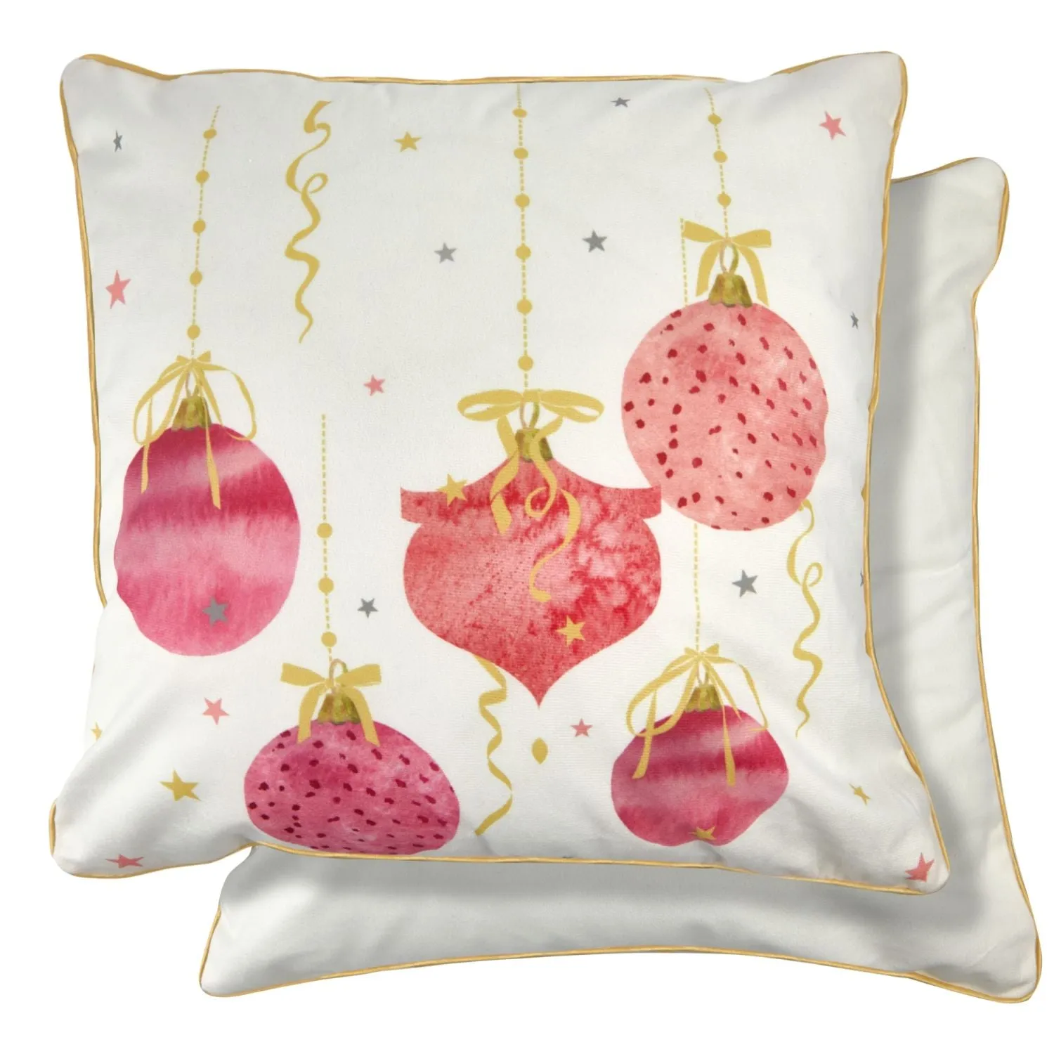 Bauble Print Pink Cushion Cover Pair (43cm x 43cm)