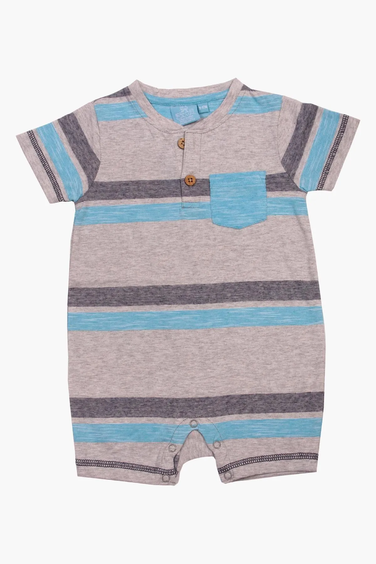 Bear Camp Blue Stripe Pocket Baby Boys Romper